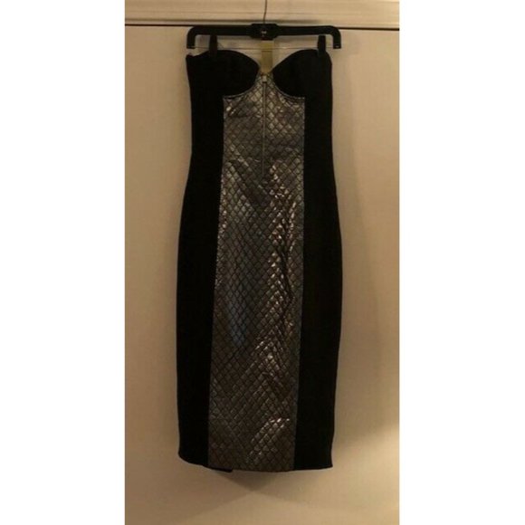 NWT $1800 MICHAEL KORS COLLECTION WOOL QUILTED SILVER LAME STRAPLESS DRESS SZ 8 - Picture 10 of 12